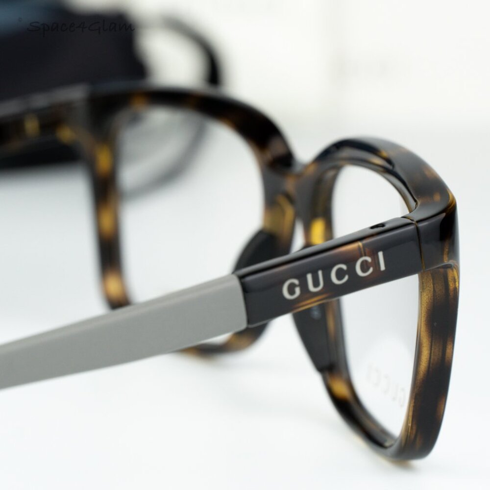 BRAND NEW Gucci GG1738O 002 Havana Grey Demo Unisex Square Eyeglasses GG 1738O - Picture 4 of 7